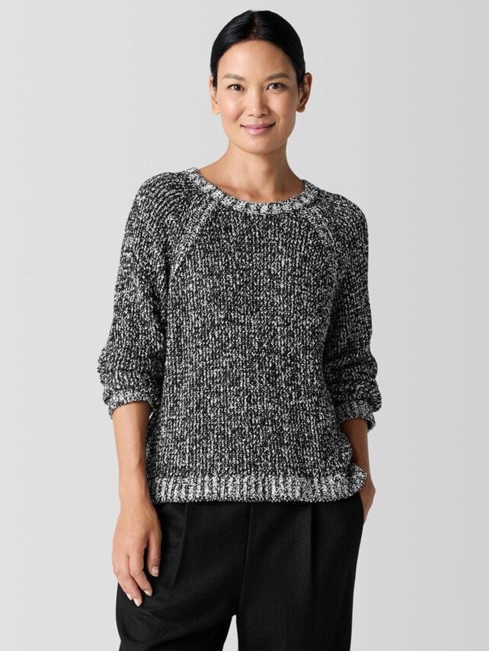 Eileen Fisher Peruvian Organic Cotton Boucle Crew Neck Top Womens size XL